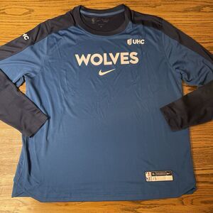 Tristen Newton Game Worn Used Nike Pre Game Shirt Timberwolves Size XL Blue